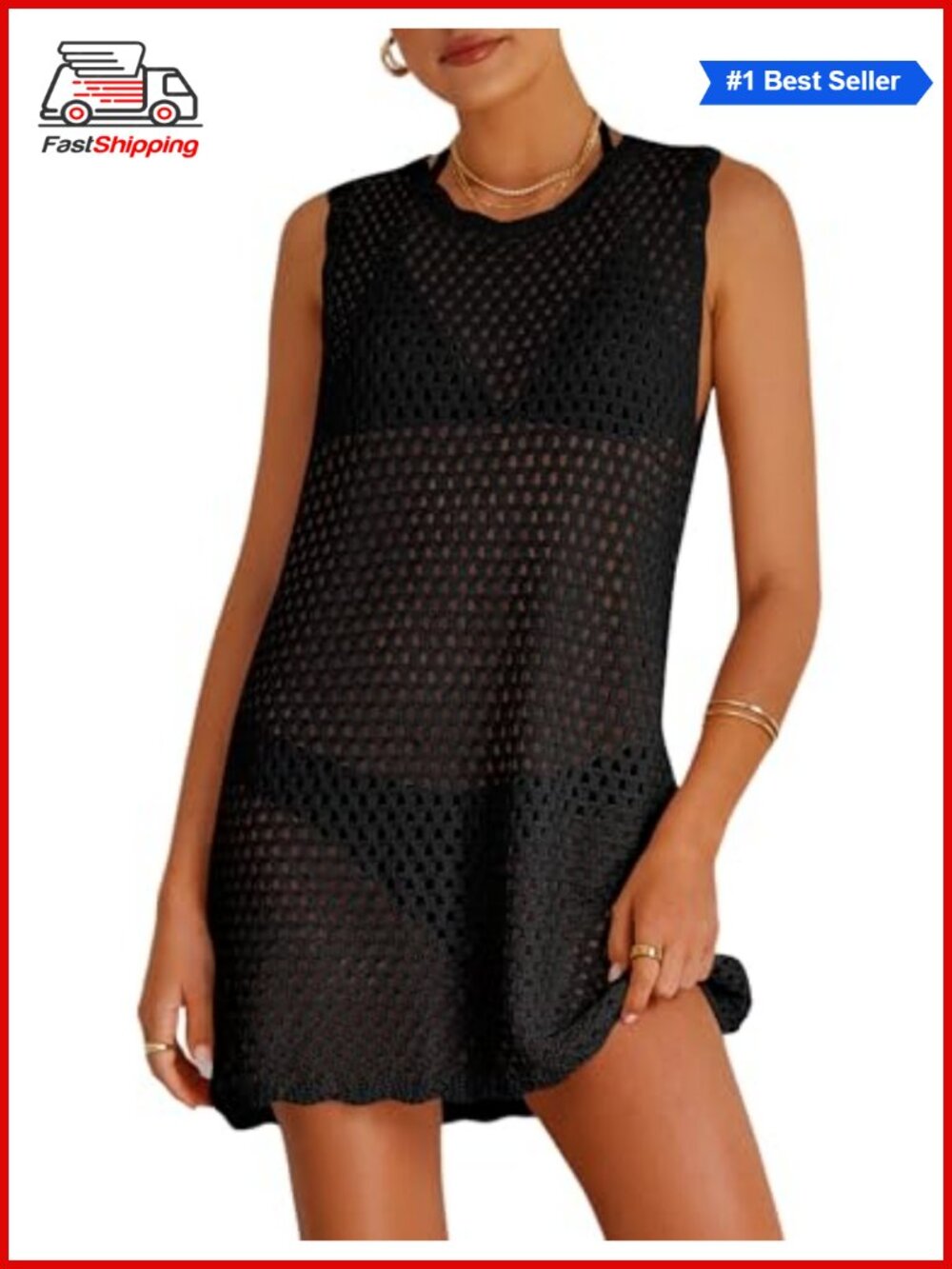 ✨ Women's Sleeveless Knit Swim Cover Up Beach Pool Vacation Coverup